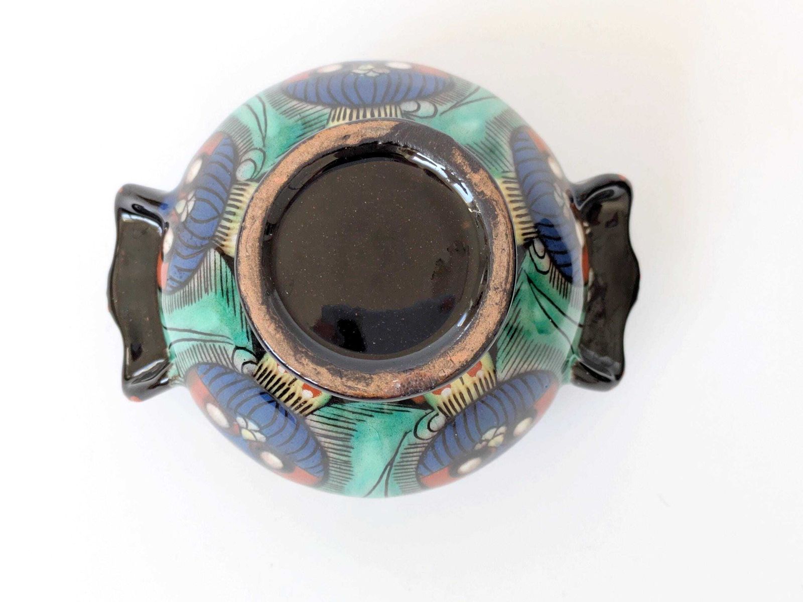 photo for sale Early 20th Century Arts & Crafts Majolica Pedestal Lidded Box, Thoune Switzerland, Satisfactory