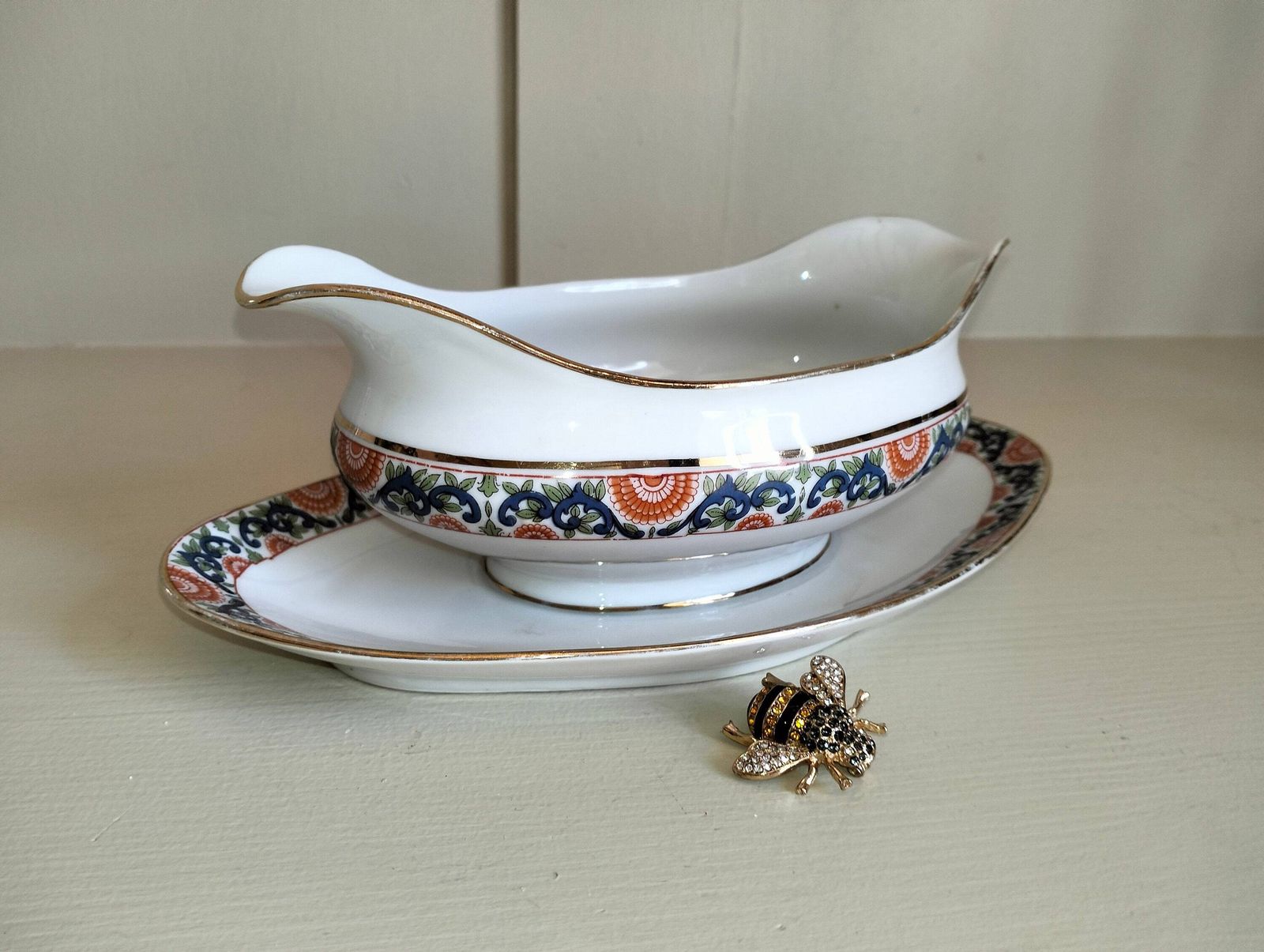 Antique Limoges Porcelain Gravy Boat, French Pedestal Sauce Jug photo for sale