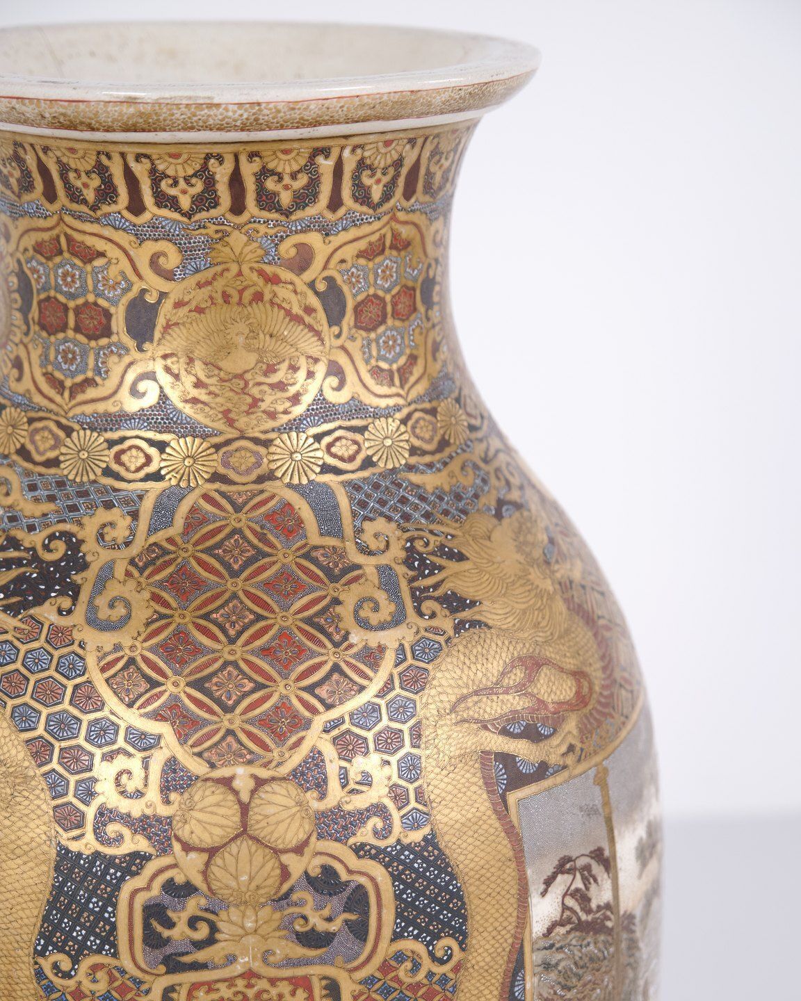 A Pair Of Rare Large Japanese Satsuma Vases – Porcelain – Hand Painted Motifs – Meiji Period (1868–1912) photo Home Decor