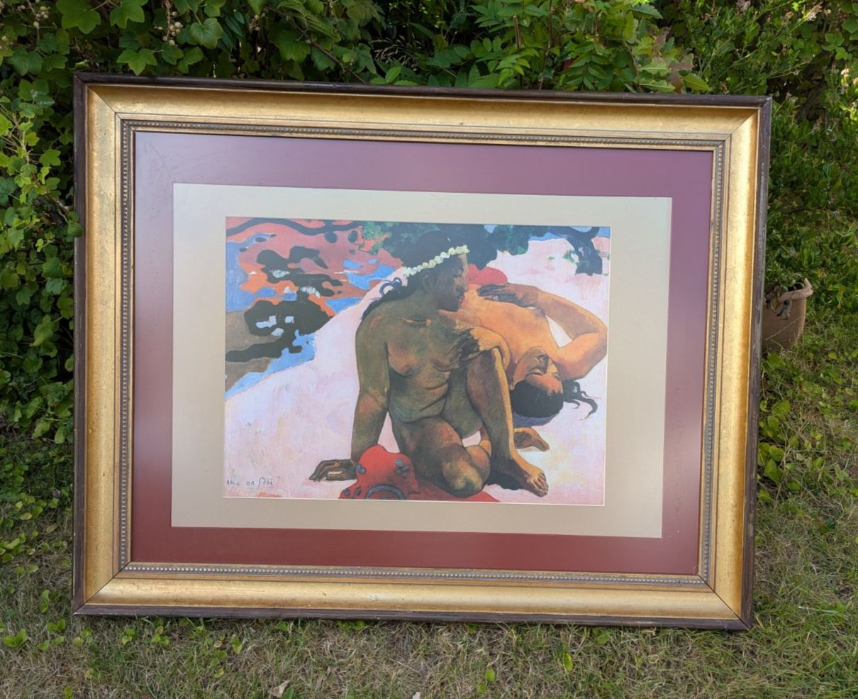 photo furniture X Large French Vintage Rustic Wood & Gilt Picture Frame Gaugin Print 102x79cm