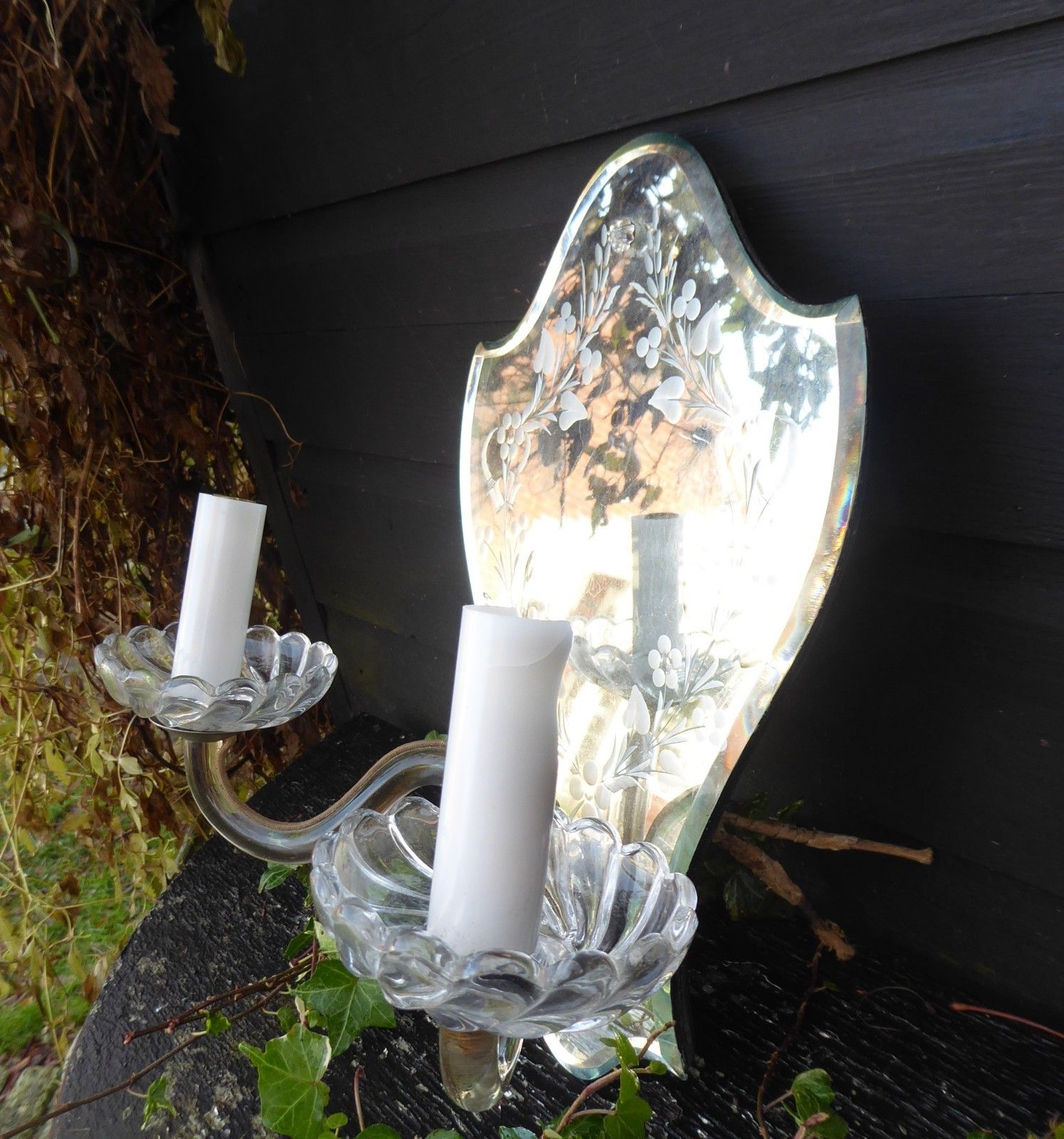 Lighting Vintage Venetian Glass Mirror Wall Light / Sconce Needs Re Wiring Or Candle photo