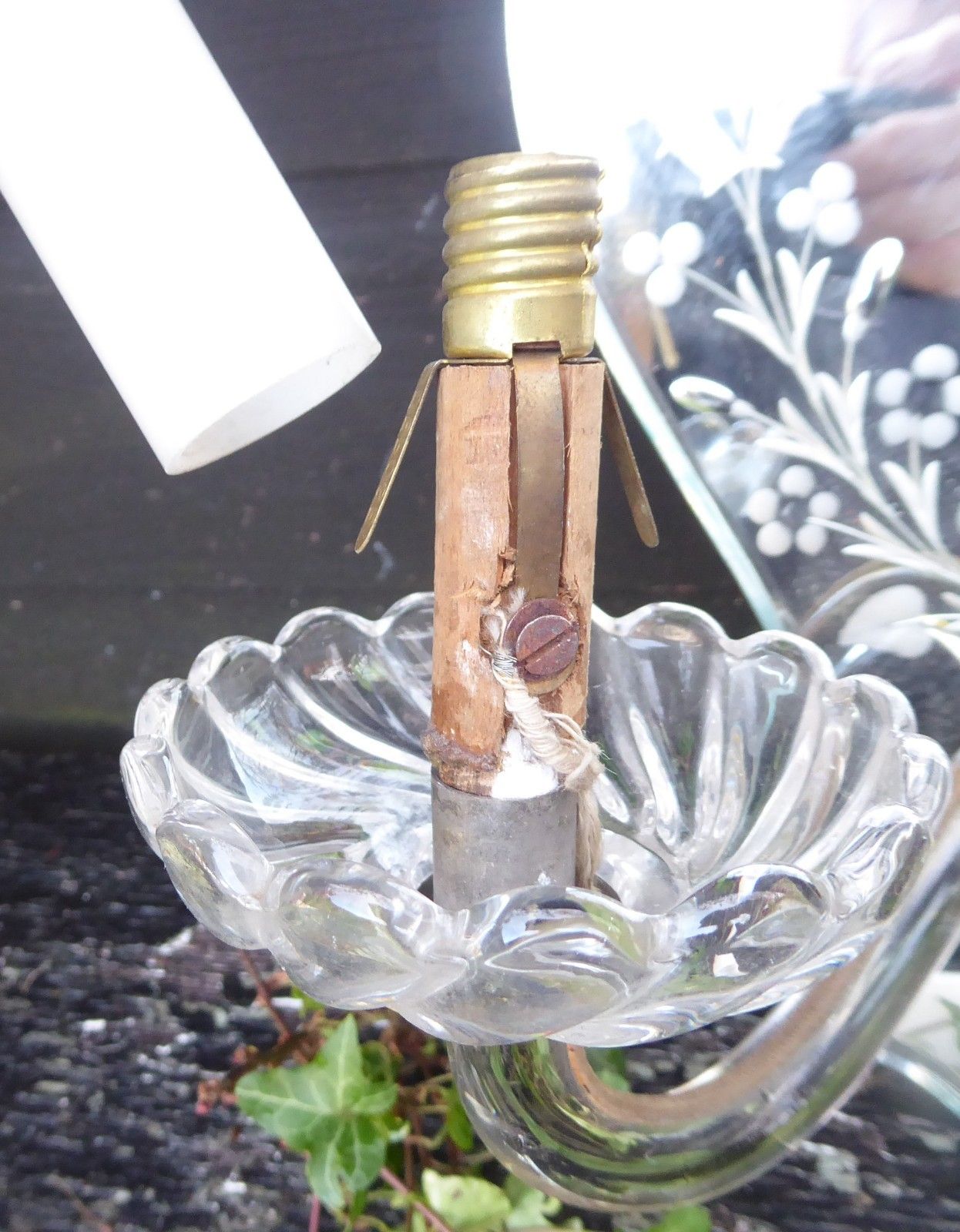 photo vinterior Vintage Venetian Glass Mirror Wall Light / Sconce Needs Re Wiring Or Candle