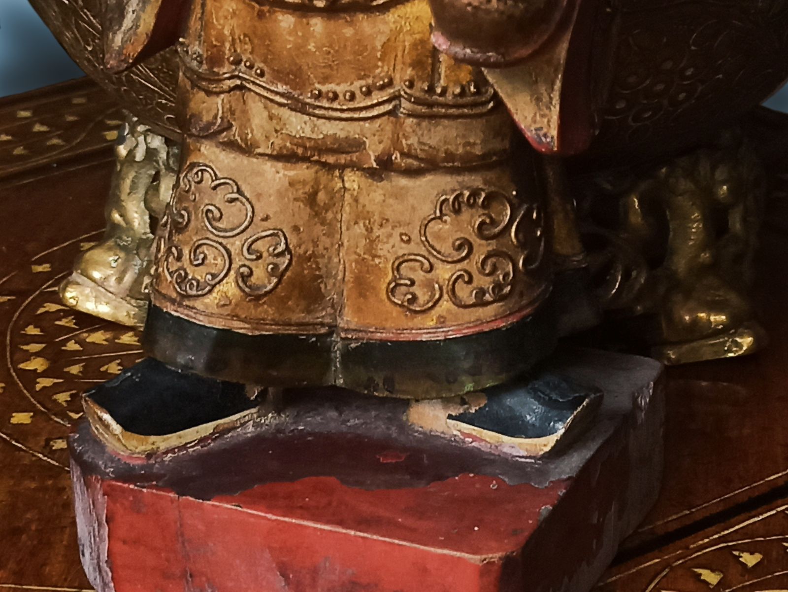 Pair Of Polychrome Gilt Gesso Painted Carved Statues Temple Deity photo furniture