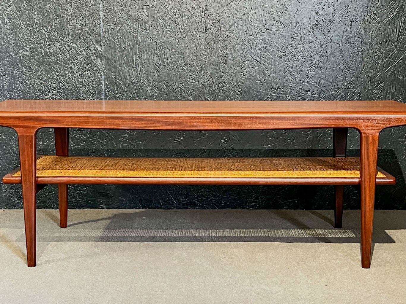 Teak Coffee Table By A Younger With A Rattan Rack photo 800.0