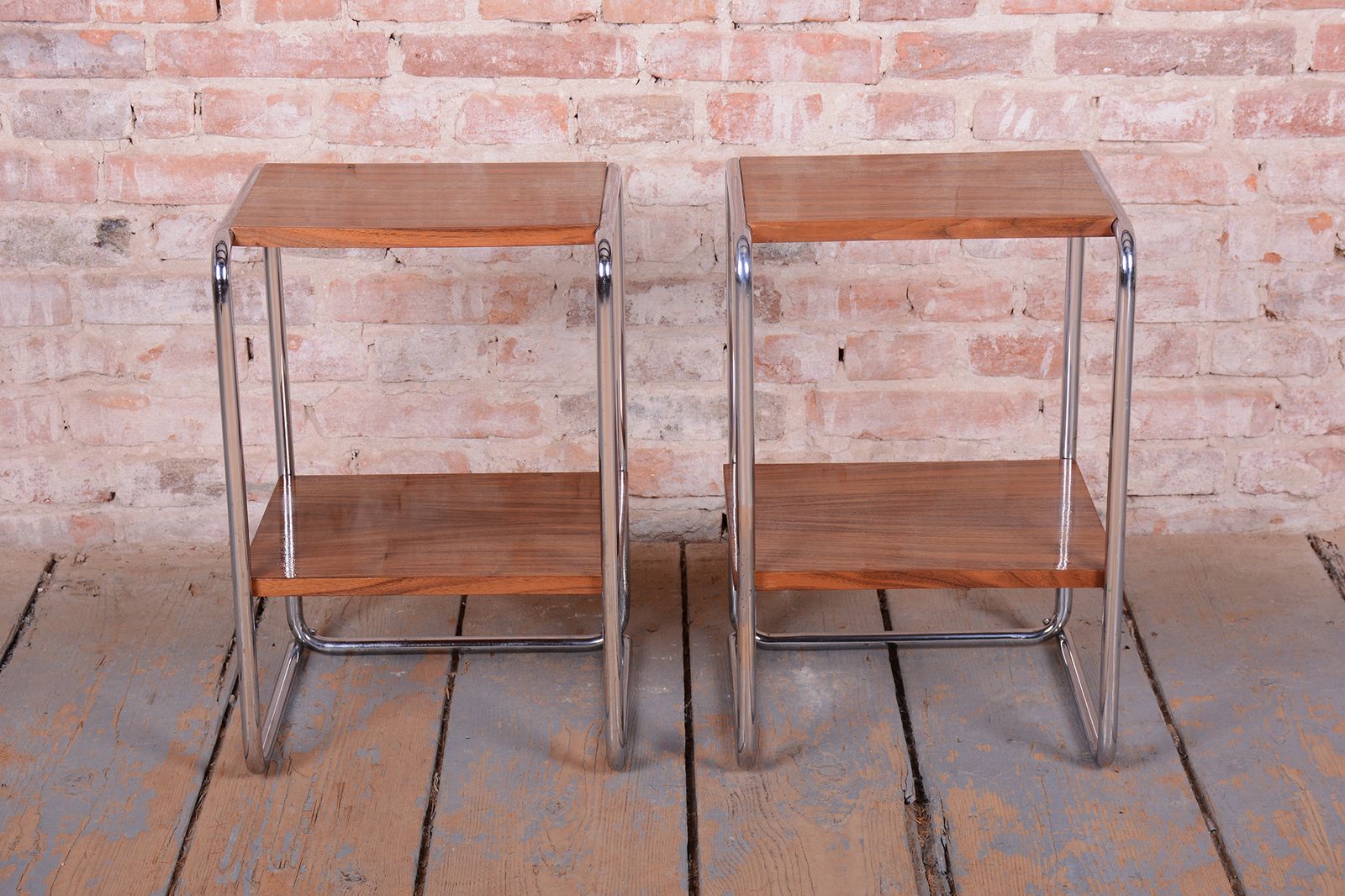 Pair Of Restored Bauhaus Bedside Tables, By M. Breuer For Thonet, Germany, 1920s photo for sale
