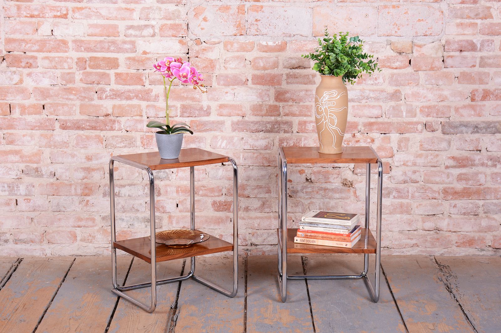 photo vintage Pair Of Restored Bauhaus Bedside Tables, By M. Breuer For Thonet, Germany, 1920s