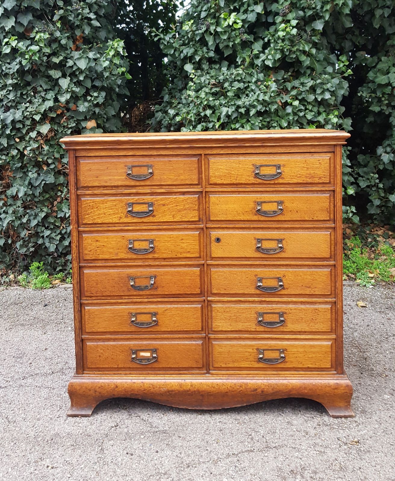 Antique Oak Chest Of 12 Drawers photo vintage