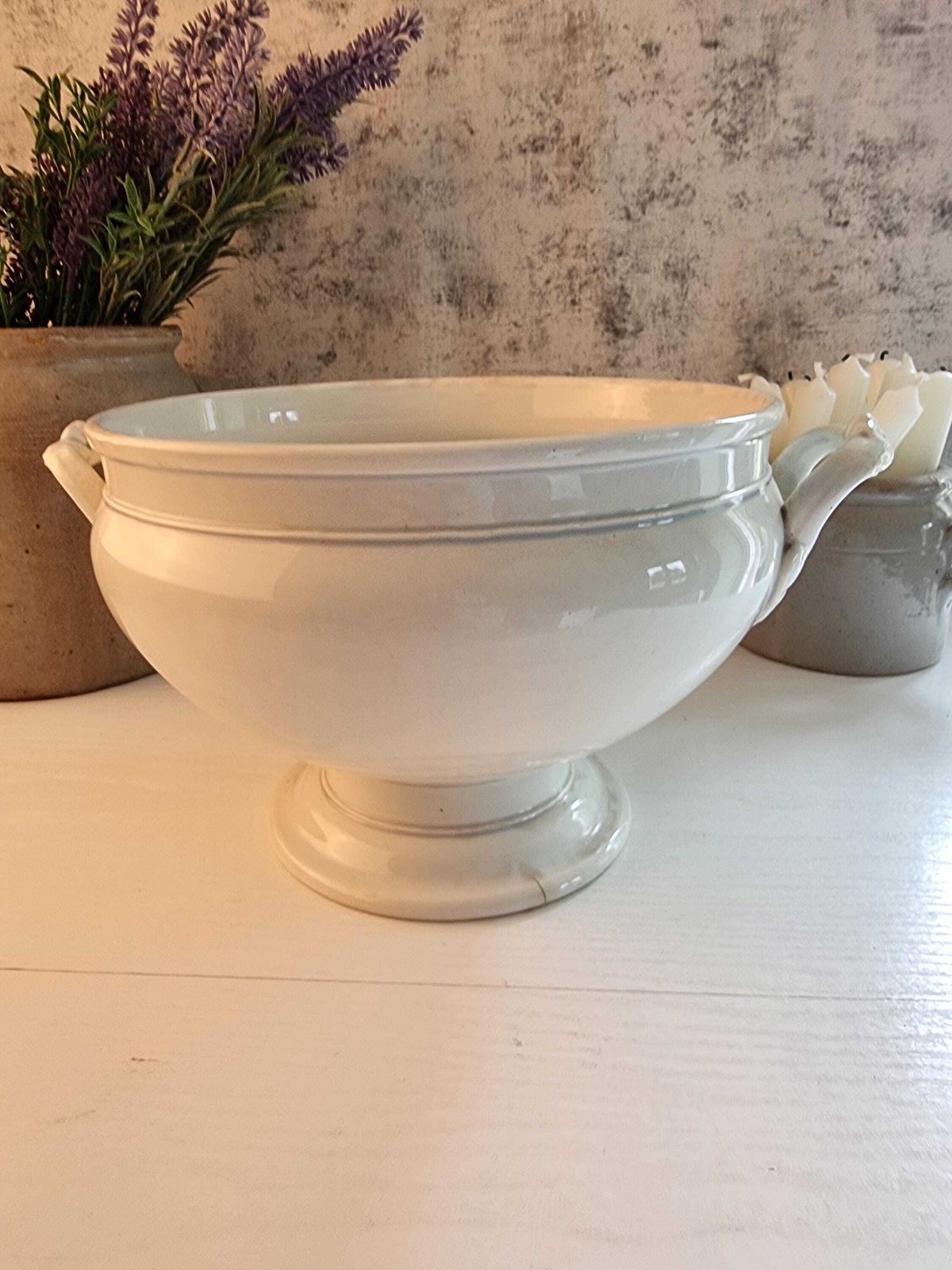 Antique French Ironstone Tureen   Creil & Montereau Serving Bowl photo furniture