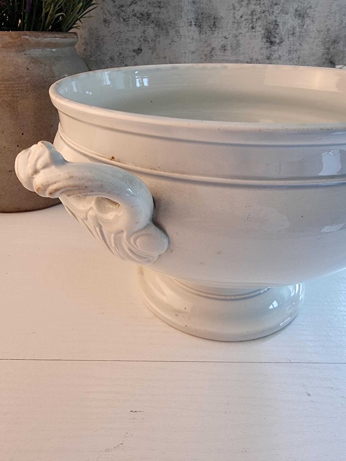 Antique French Ironstone Tureen   Creil & Montereau Serving Bowl photo vinterior