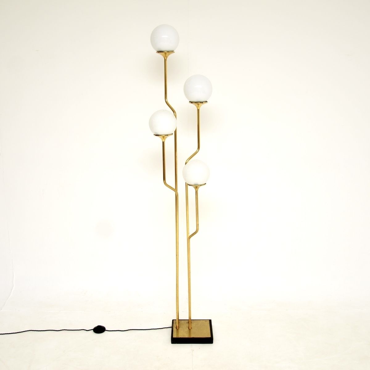 Vintage Italian Brass And Opaline Glass Floor Lamp By Goffredo Reggiani photo furniture