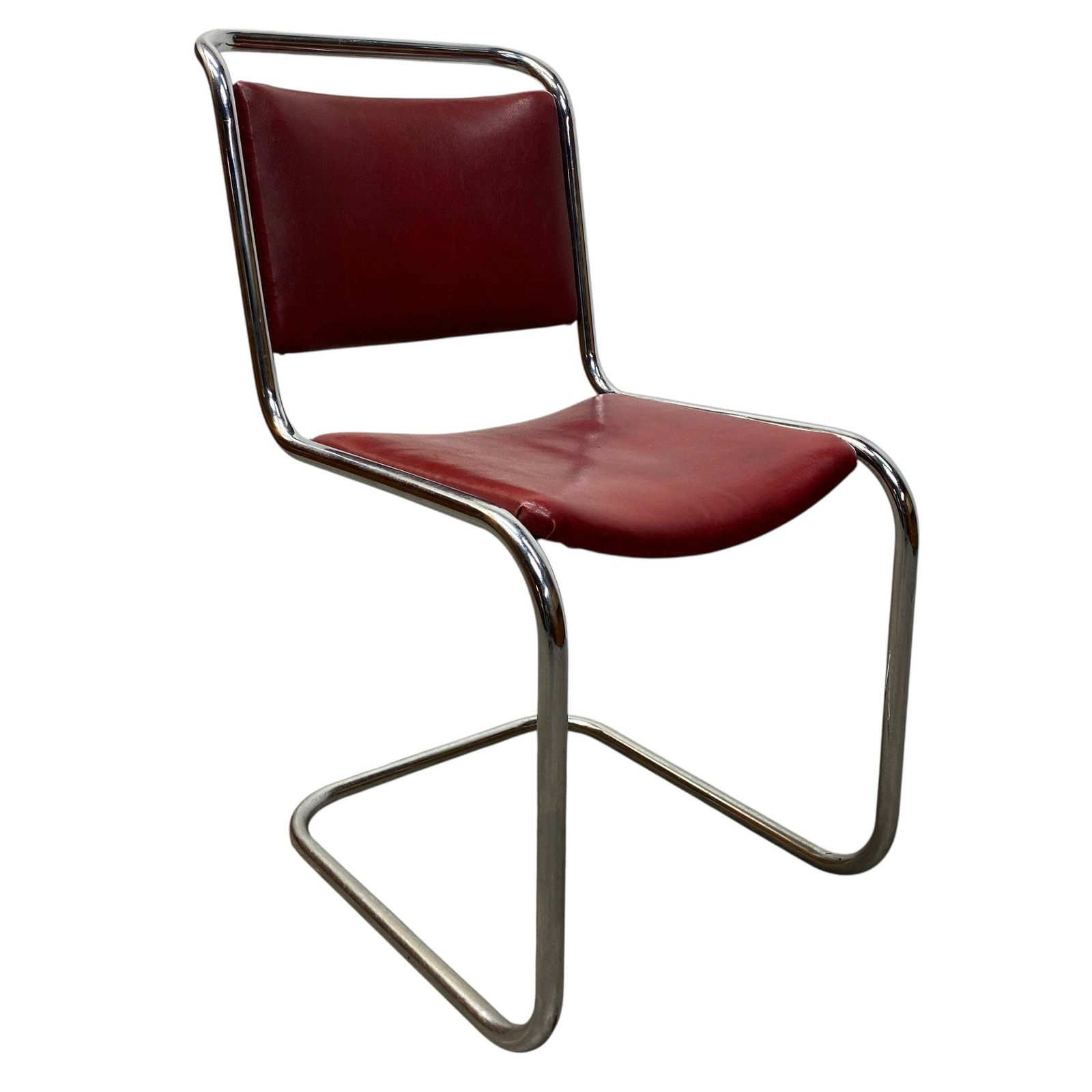 Vintage Cantilever Chair Red Rexine Tubular Steel photo buy