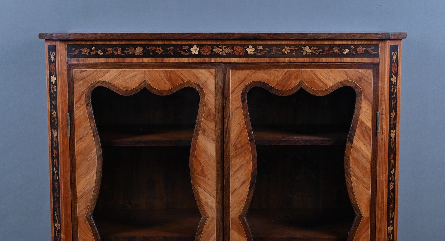 Display Cabinet In Marquetry Of Precious Woods, Louis XV Louis XVI Transition Style – First Half Of The 19th Century photo vinterior
