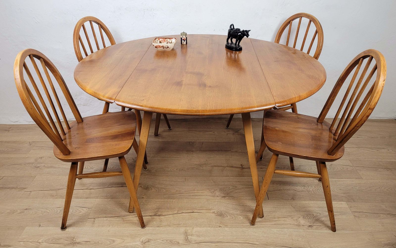 Ercol Dining Set Windsor 400 Drop Leaf Table Hoop Back Chairs
