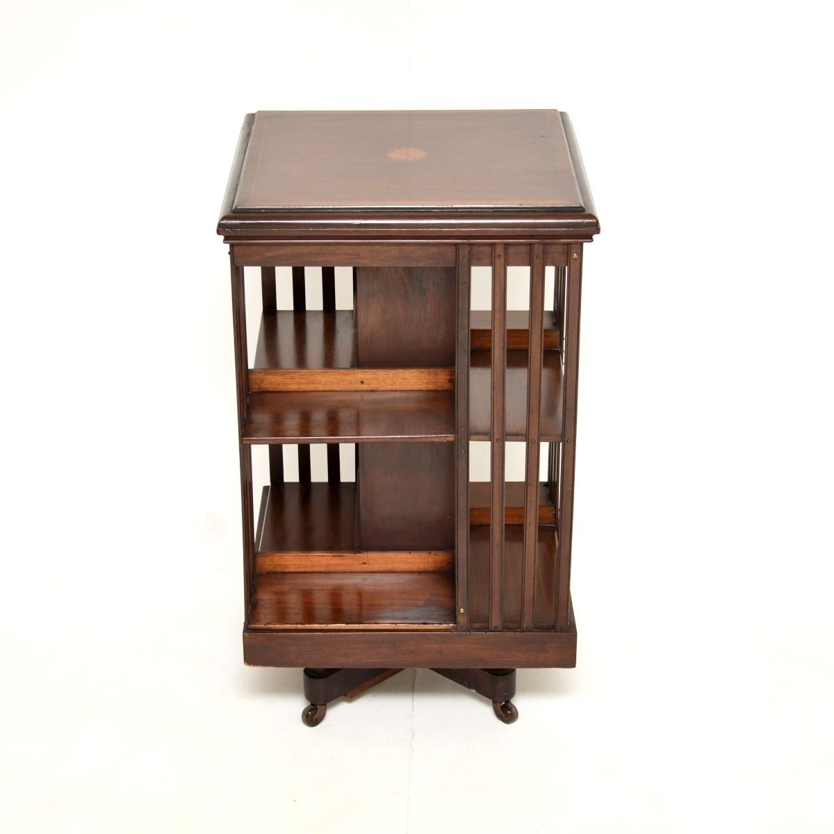 Antique Edwardian Inlaid Mahogany Revolving Bookcase photo furniture