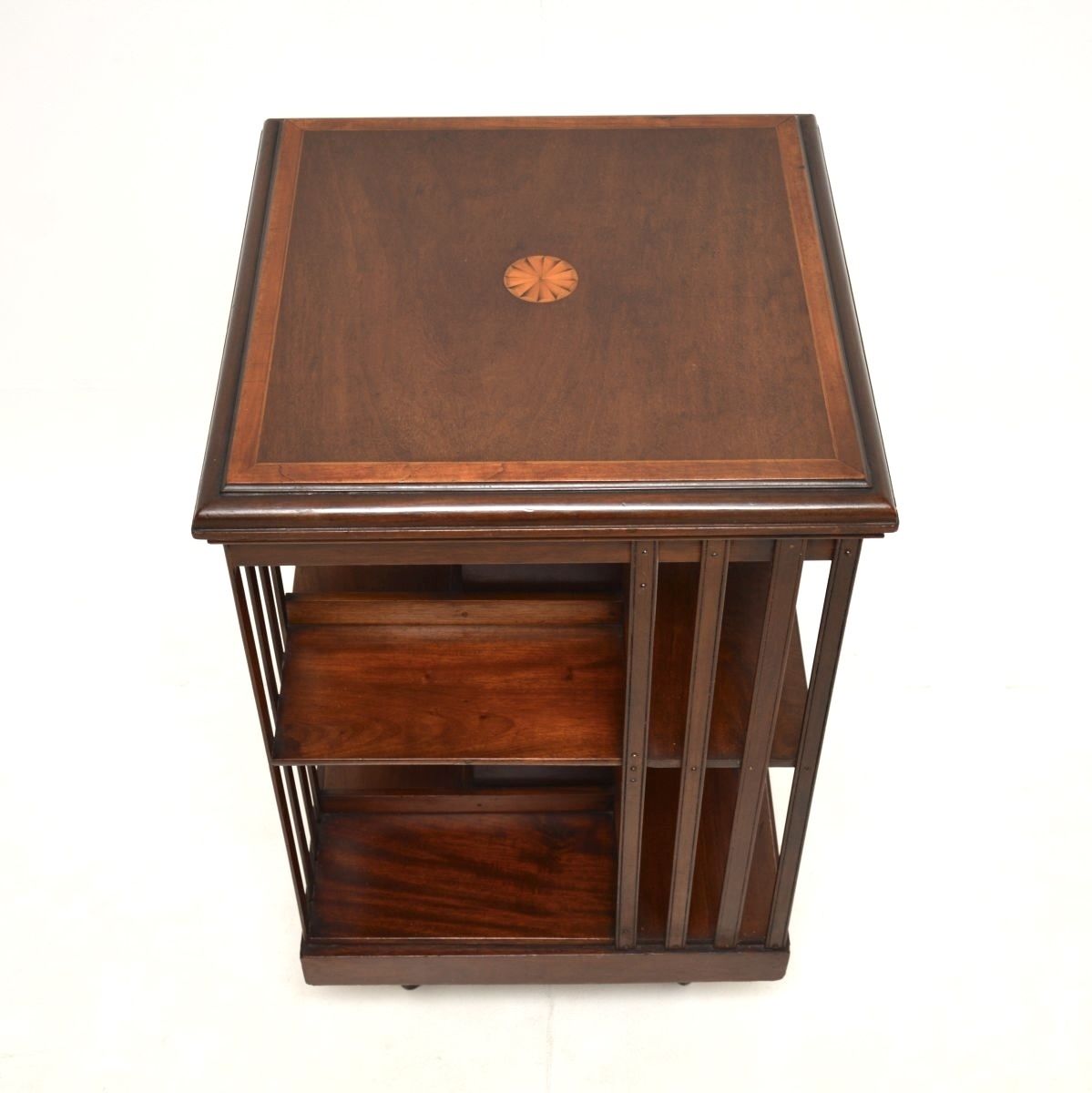 Antique Edwardian Inlaid Mahogany Revolving Bookcase photo for sale