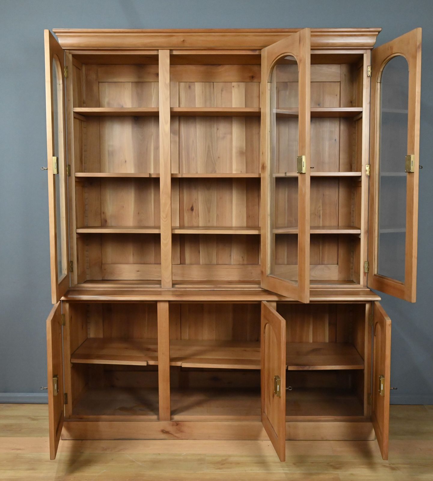 Two Part Bookcase In Light Cherry Wood, Louis Philippe Style – 20th Century photo Furniture