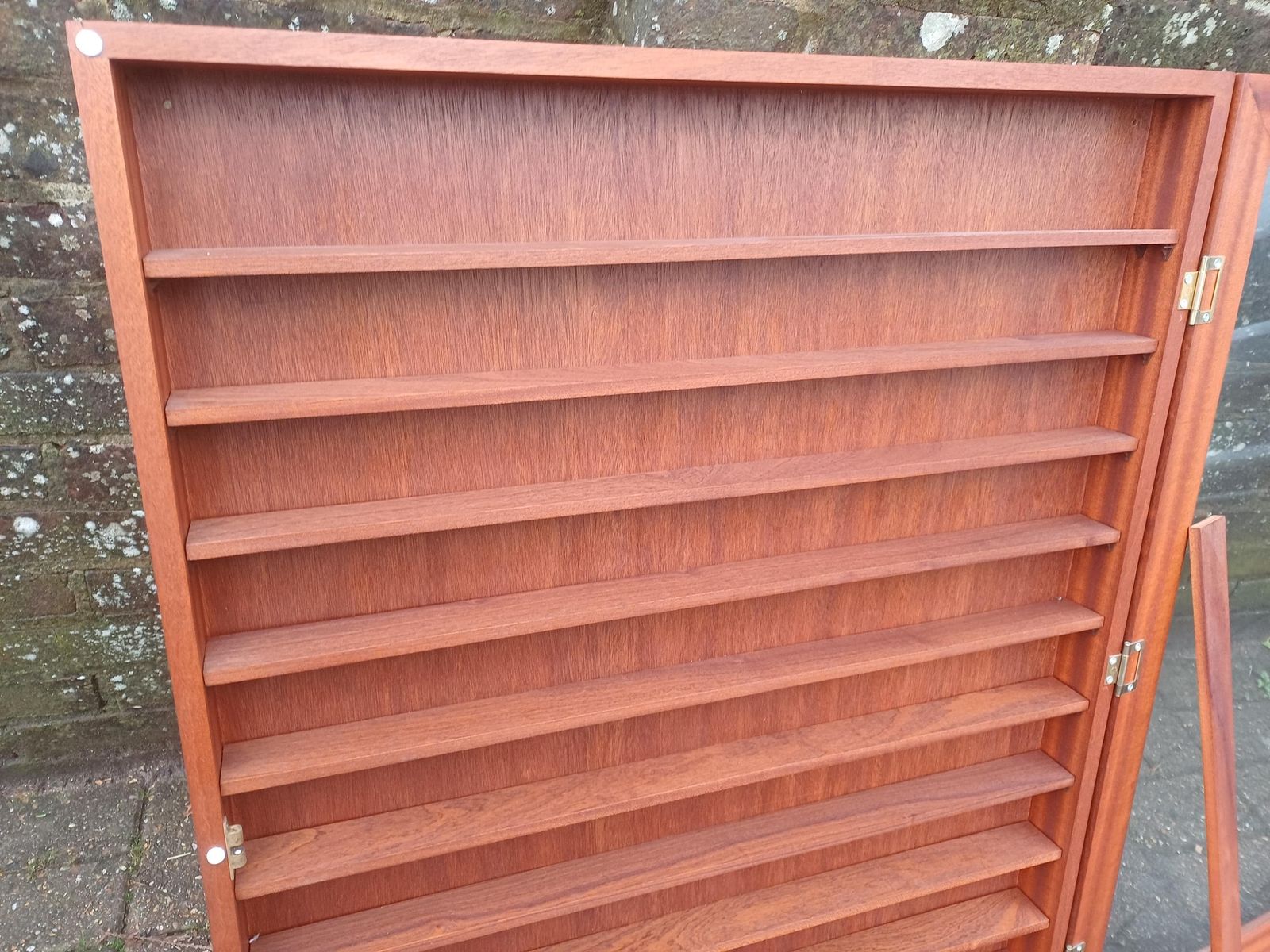 Vintage 1980s Solid Mahogany Glazed Display Collectors Collector Cabinet With 11 Shelves Wall Toughened Glass Door Free Hand Delivery photo furniture