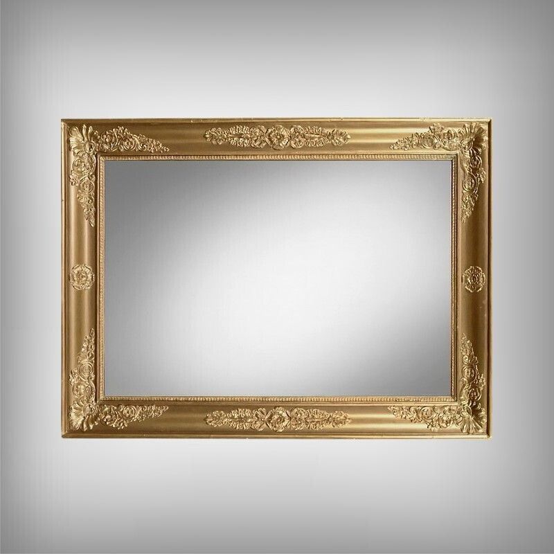 Important Giltwood Mirror, Restoration Style – Mid 19th Century photo furniture