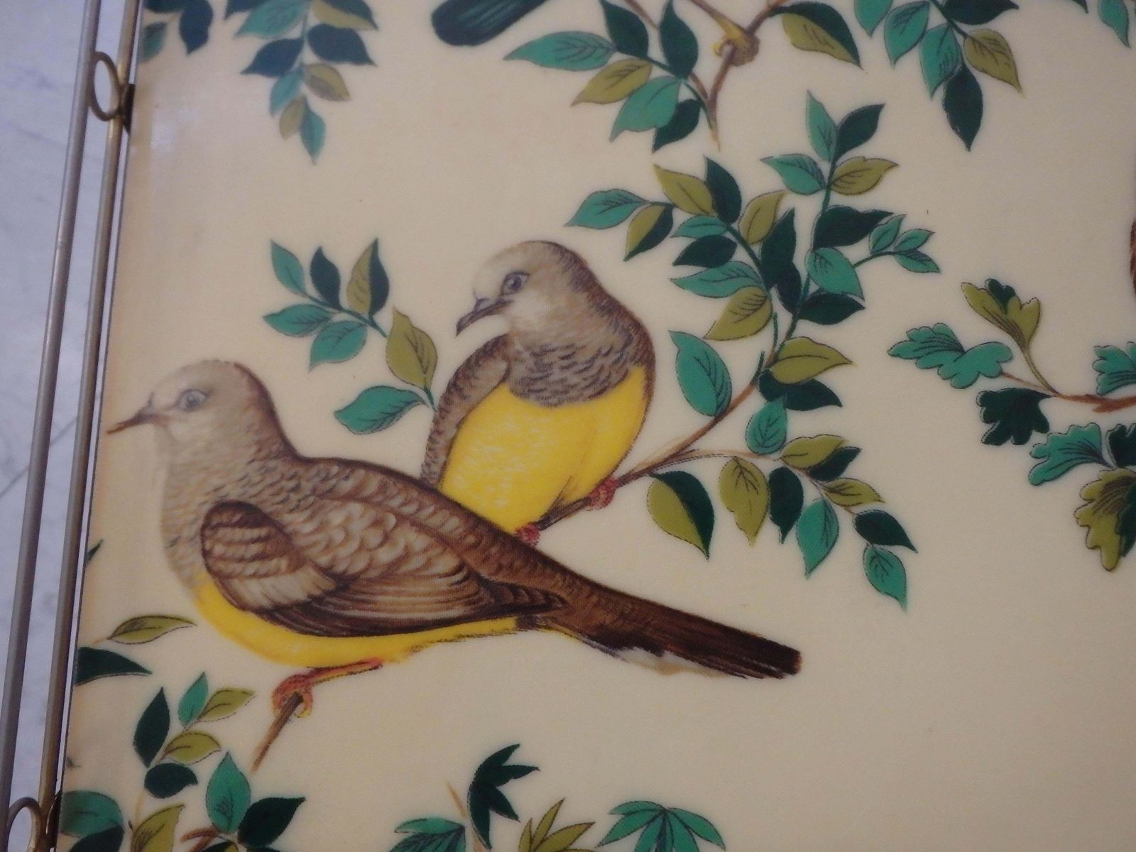 1950s Bar Cart On 3 Wheels With Beautiful Birds On The Shelf photo vintage