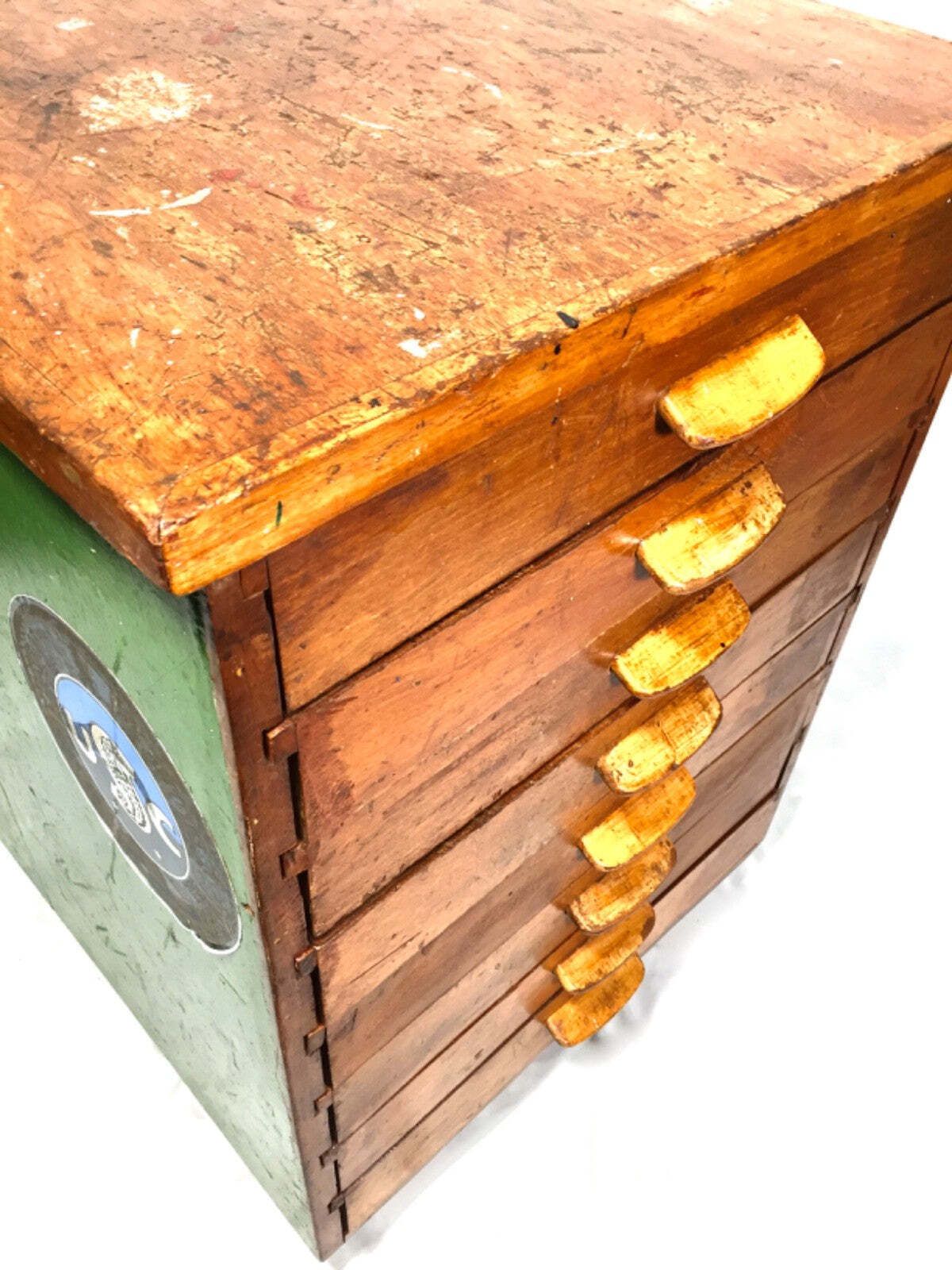 Antique Industrial Wooden Filling Cabinet / Storage Drawers Cabinet C.1930 photo Furniture