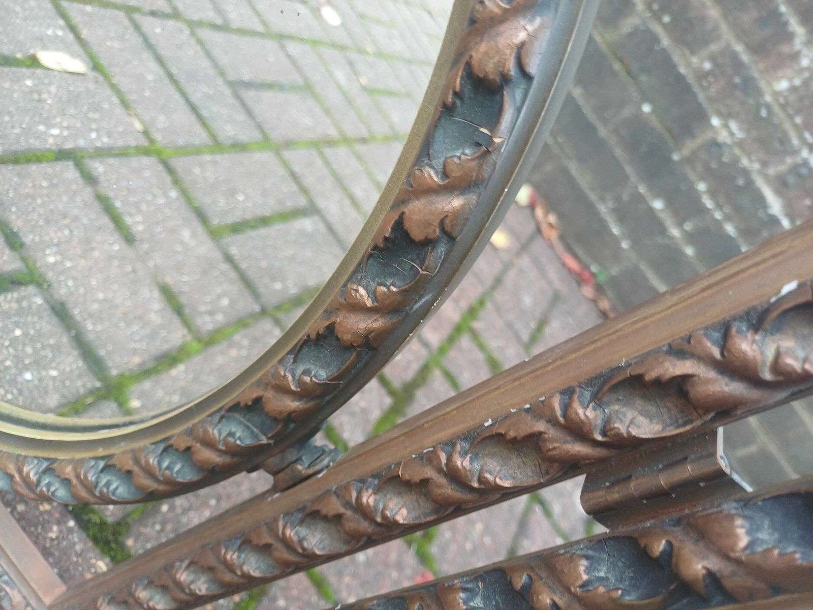 Vintage Triple Dressing Table Mirror With Ornate Frame, Folding Vanity Mirror, Antique Bronze Blue Finish Tabletop Mirror, Art Deco Style photo furniture