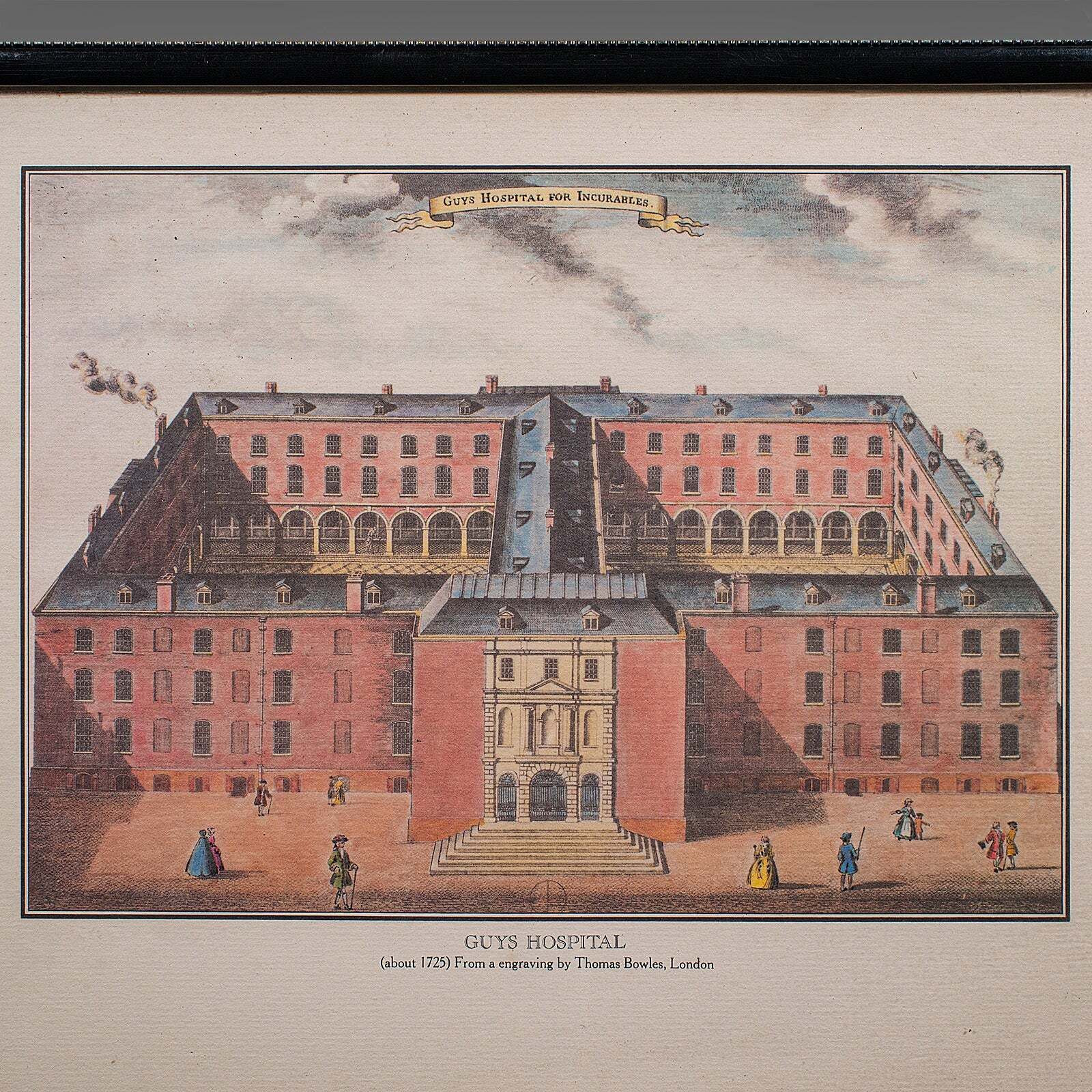 Vintage Guy's Hospital Desktop Picture, Engraving Print, Art, After 18th Century photo vinterior