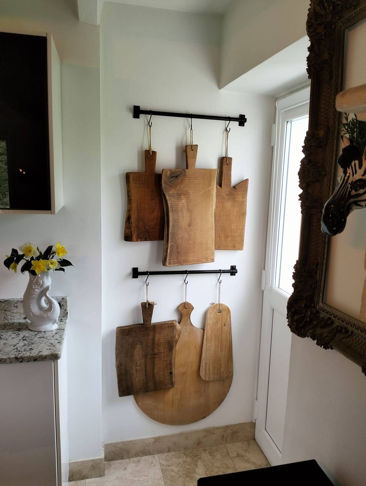 French Farmhouse Oak Bread Board, Reclaimed Wood Charcuterie Platter photo furniture