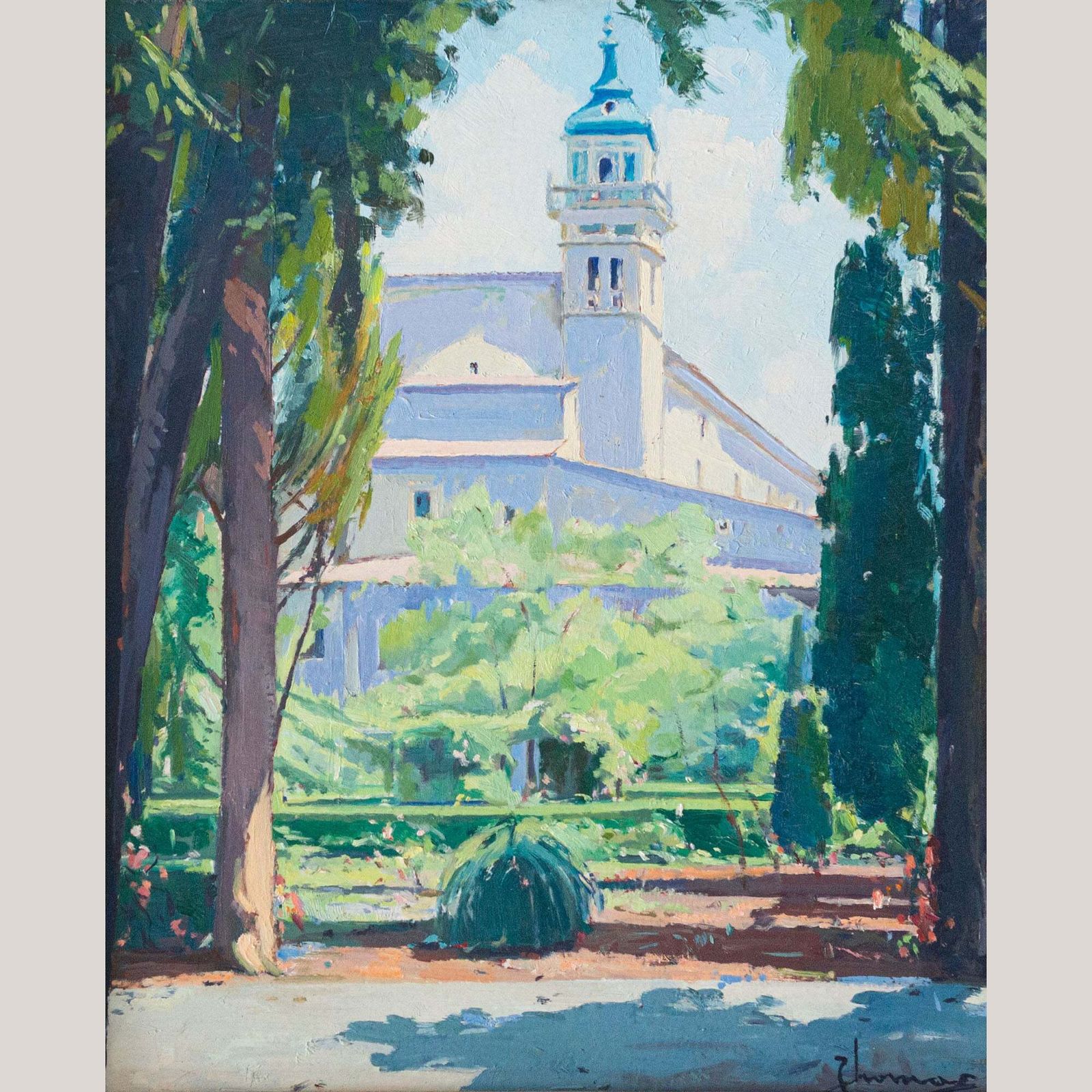 Positano En Valldemossa – Twee Post Impressionistische Landschappen, Gesigneerd photo vintage