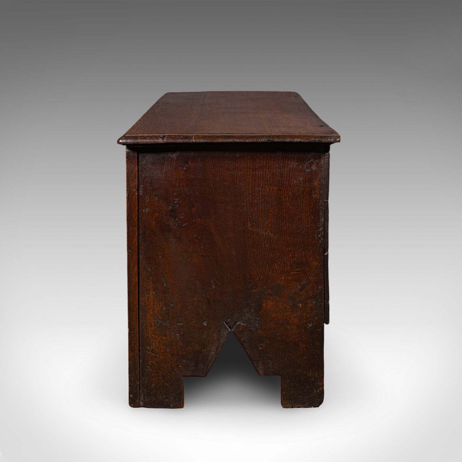 Antique Linen Chest, English, Carved Oak, Coffer, Bay Window Seat, William III photo vinterior