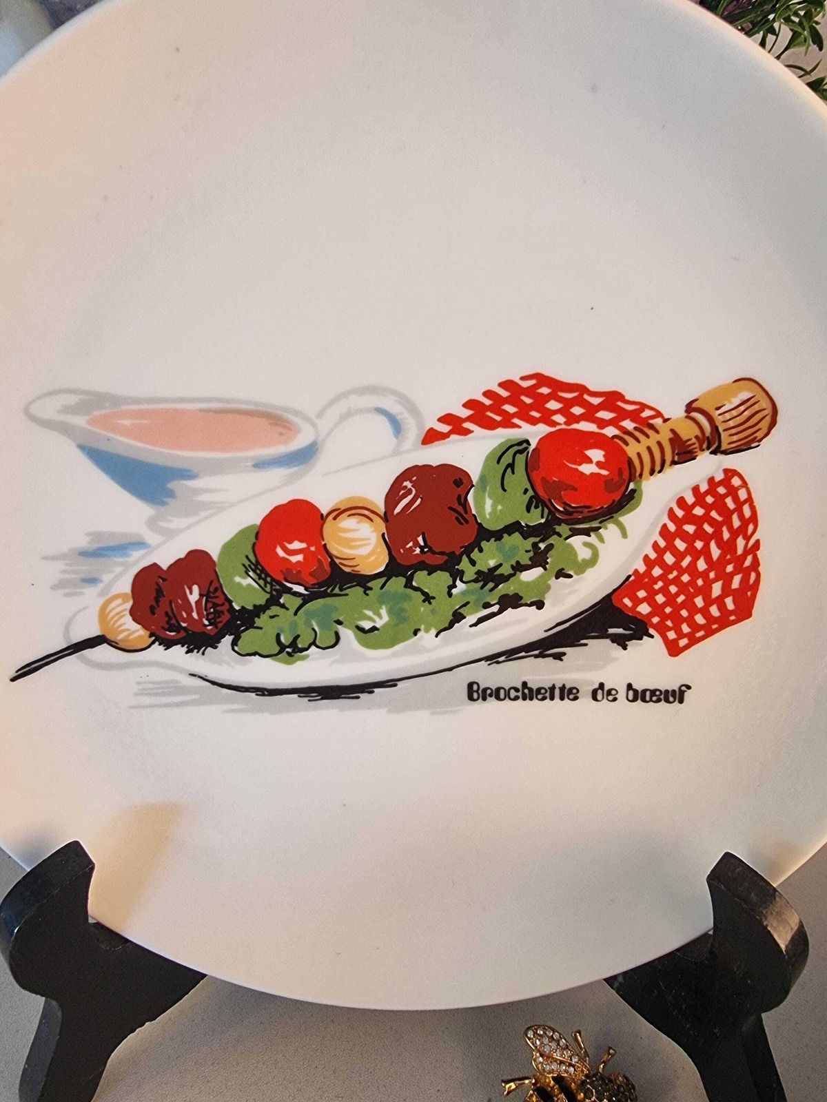 Vintage French Bruschetta Plates   Ateliers De La Cigogne, Set Of 6 photo for sale