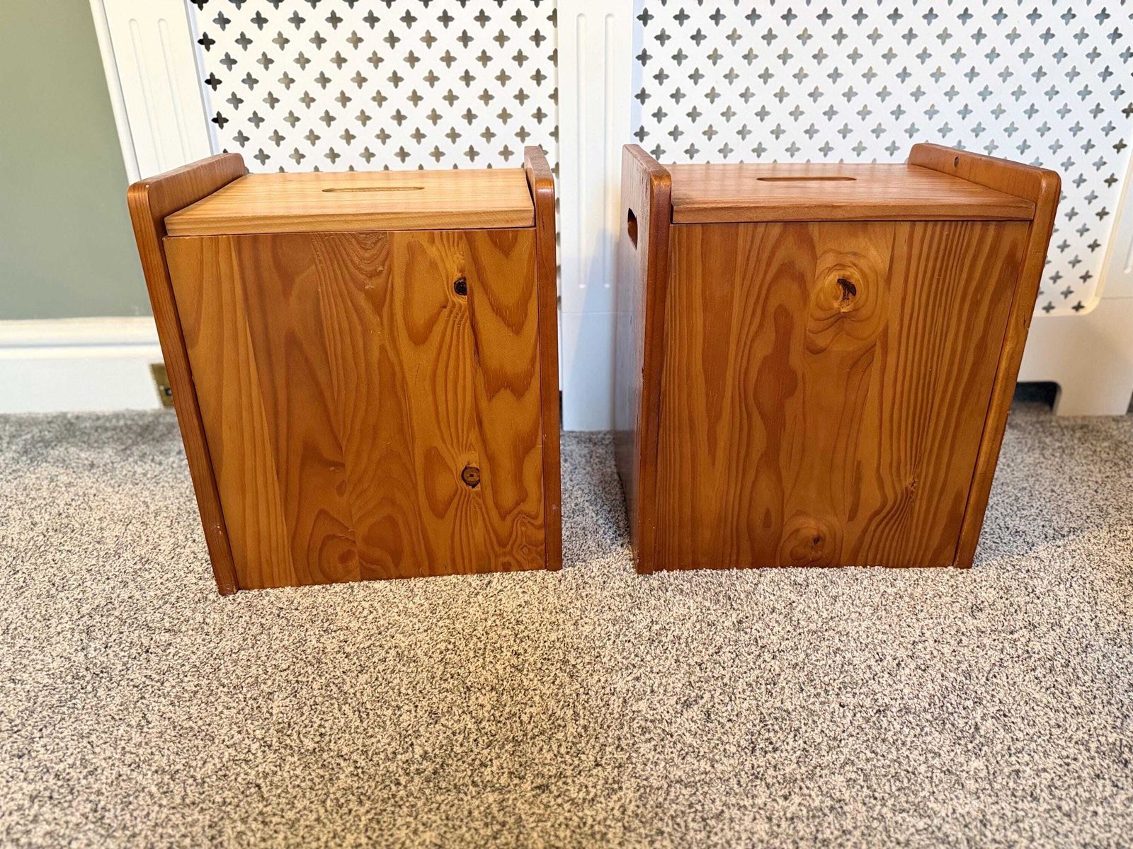 Set Of Two Pine Toy Box, Stotage Box, Benside Tables, Storage Side Tables photo for sale