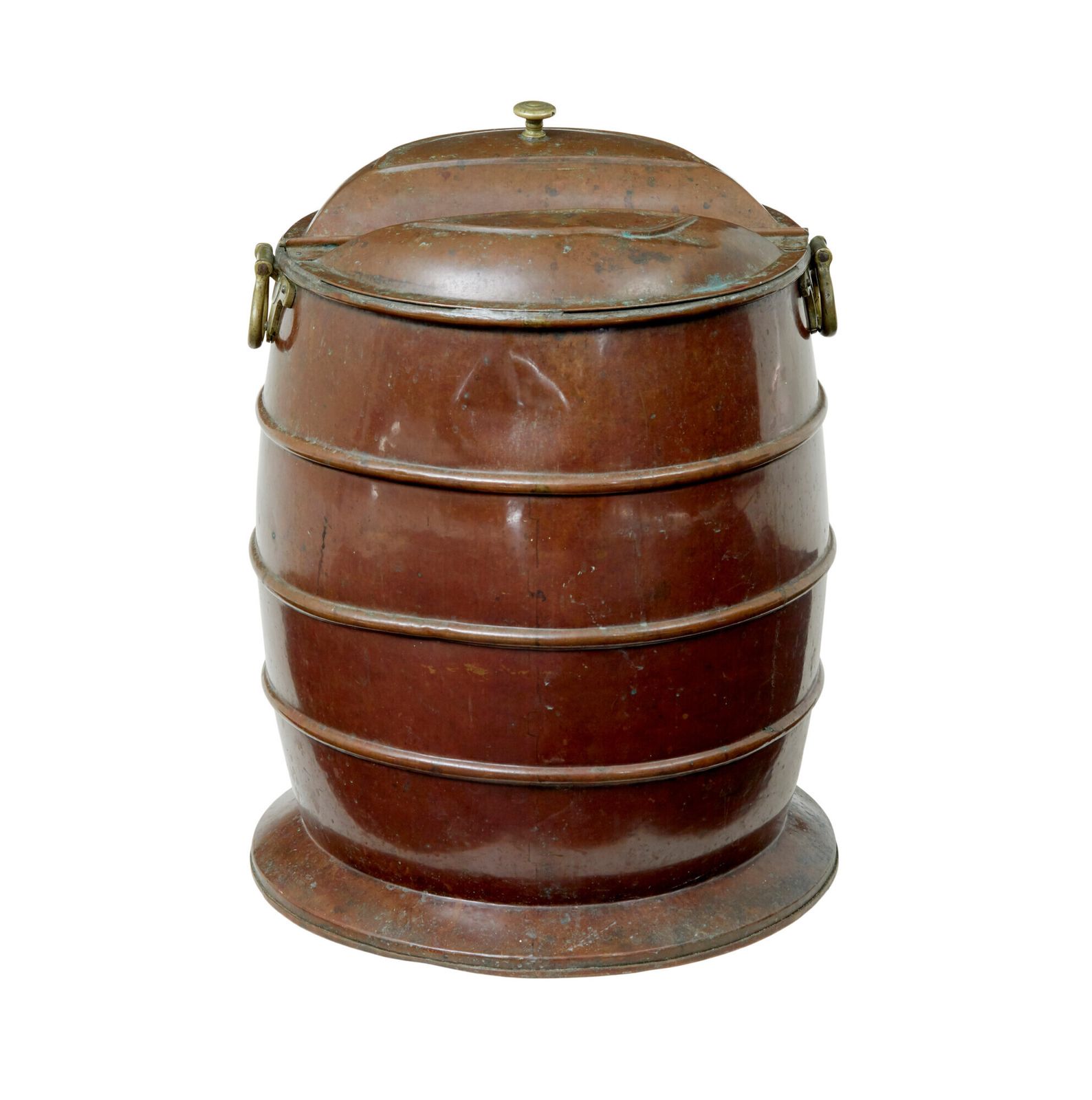 19th Century Swedish Copper And Brass Water Barrel
