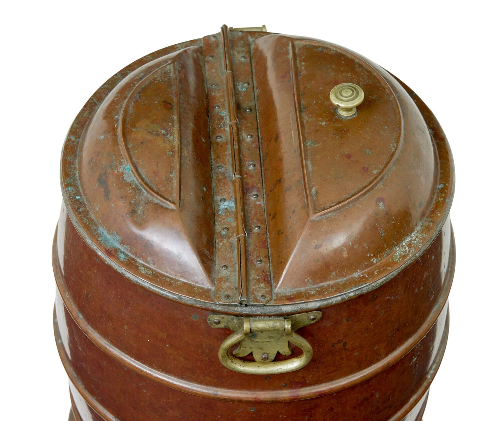 19th Century Swedish Copper And Brass Water Barrel photo vintage