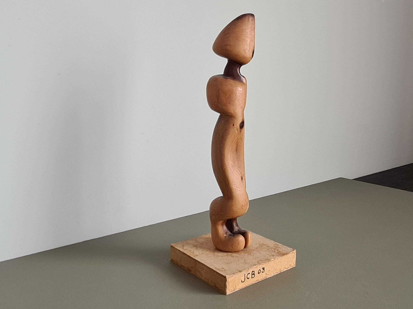 French Vintage Abstract Wood Sculpture 1960s Modernist photo Art