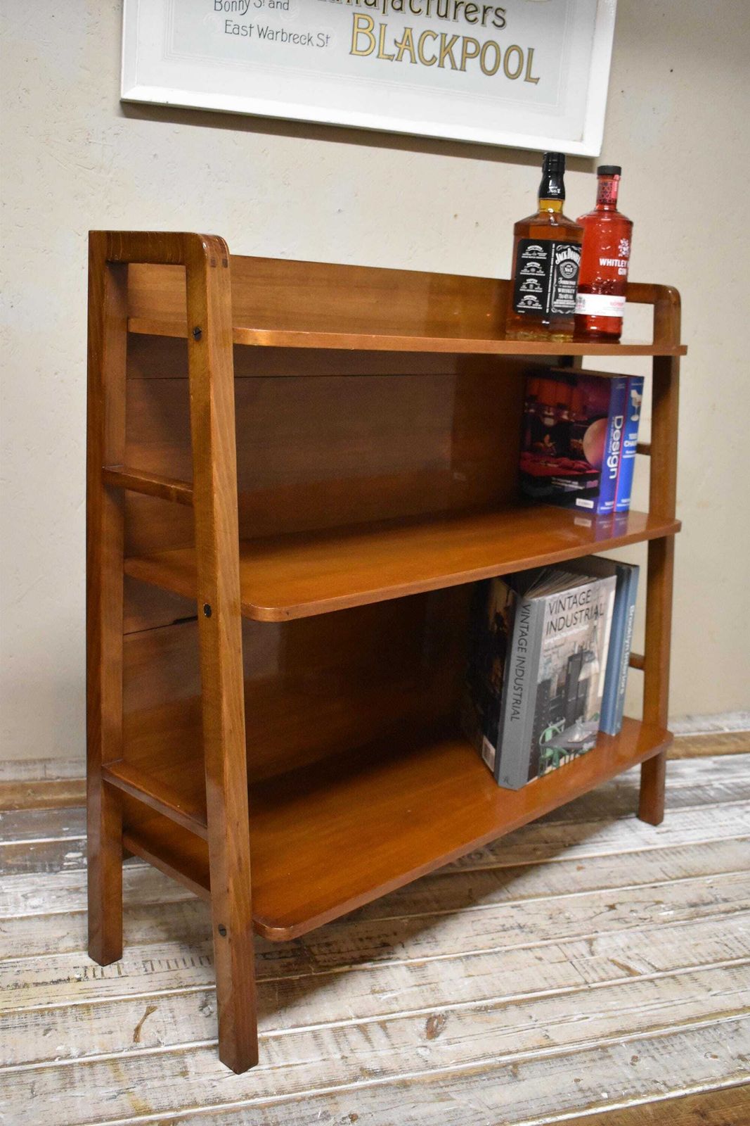 Mid Century Waterfall Display Bookcase   Ladderax Style photo for sale