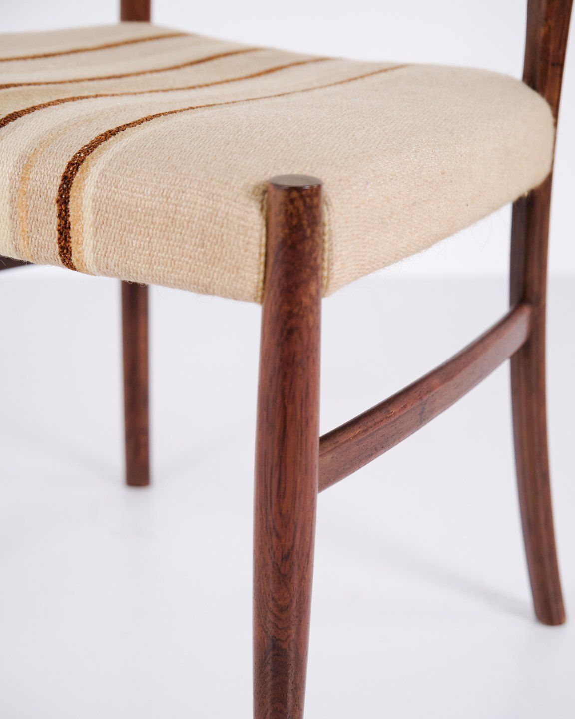 Set Of Six Dining Chairs   Rosewood & Striped Fabric   No Møller   Jl Møllers Furniture Factory   1960s photo vintage