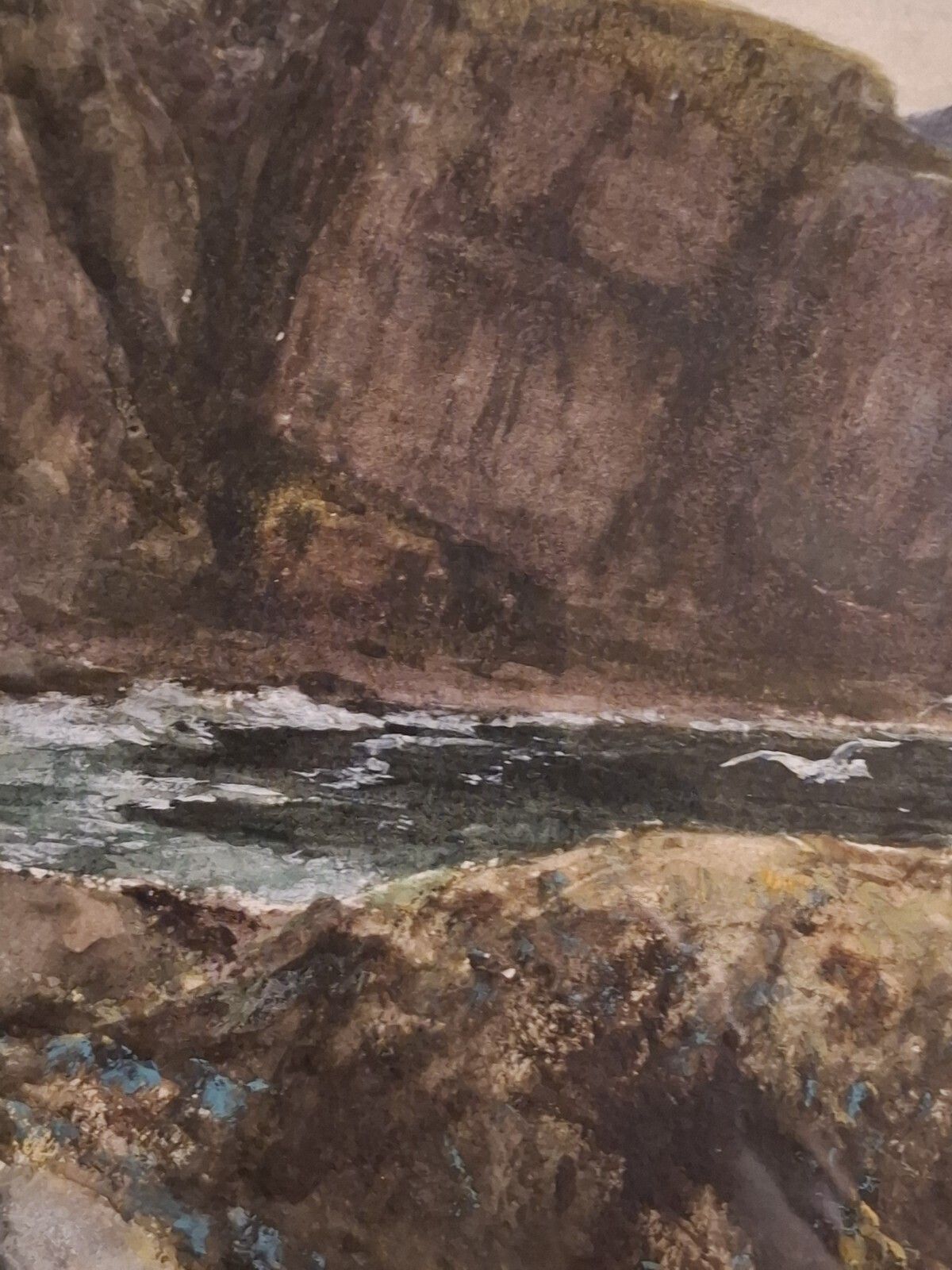 Art Large Antique Watercolour George Gray Scottish St Abbs Head Cliffs Aitken Dott photo