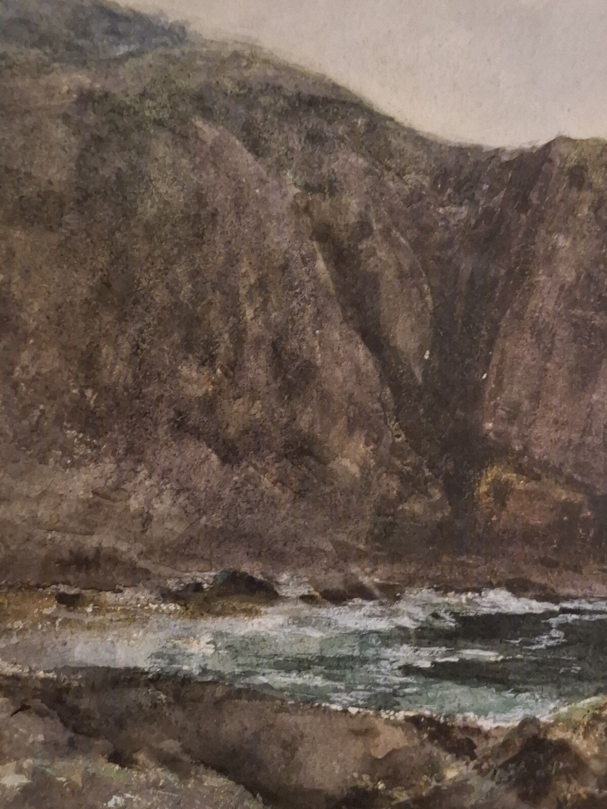 220.0 Large Antique Watercolour George Gray Scottish St Abbs Head Cliffs Aitken Dott photo
