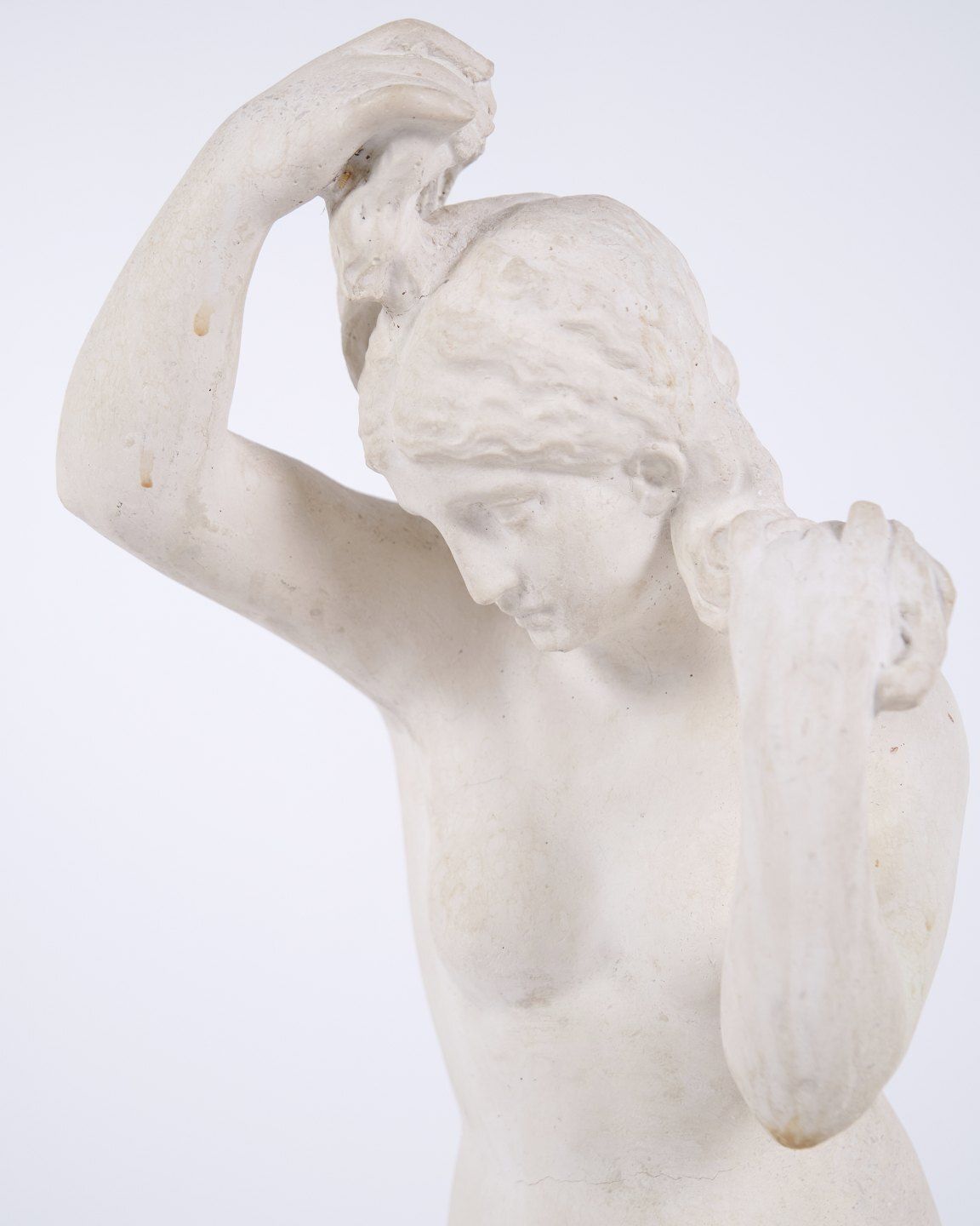 Sculpture – Female Figure – Partially Undressed – Biscuit Porcelain – 1920s – Rare Size photo 769.0