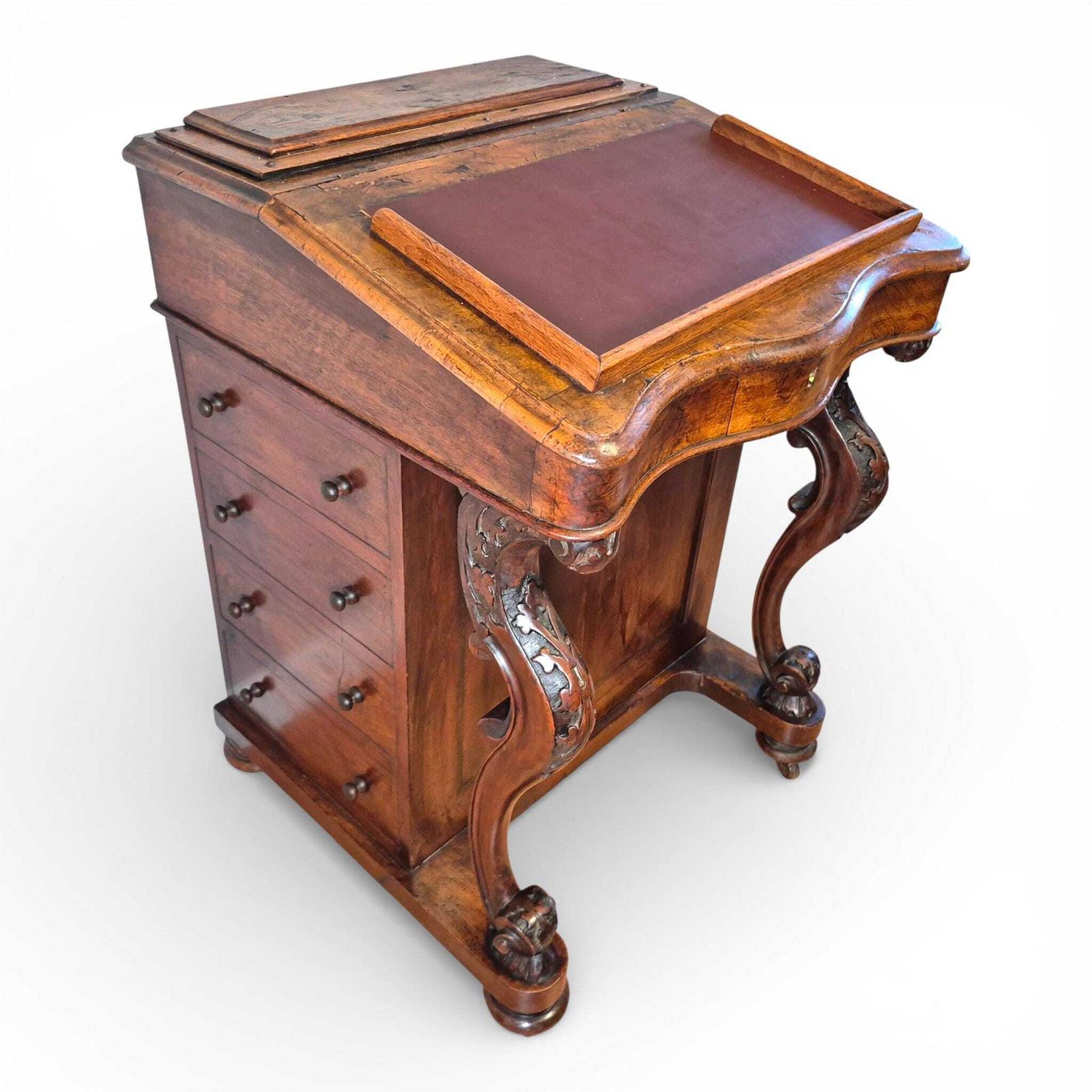 photo furniture Antique Victorian Walnut Davenport Writing Desk | 19th Century Sloping Bureau