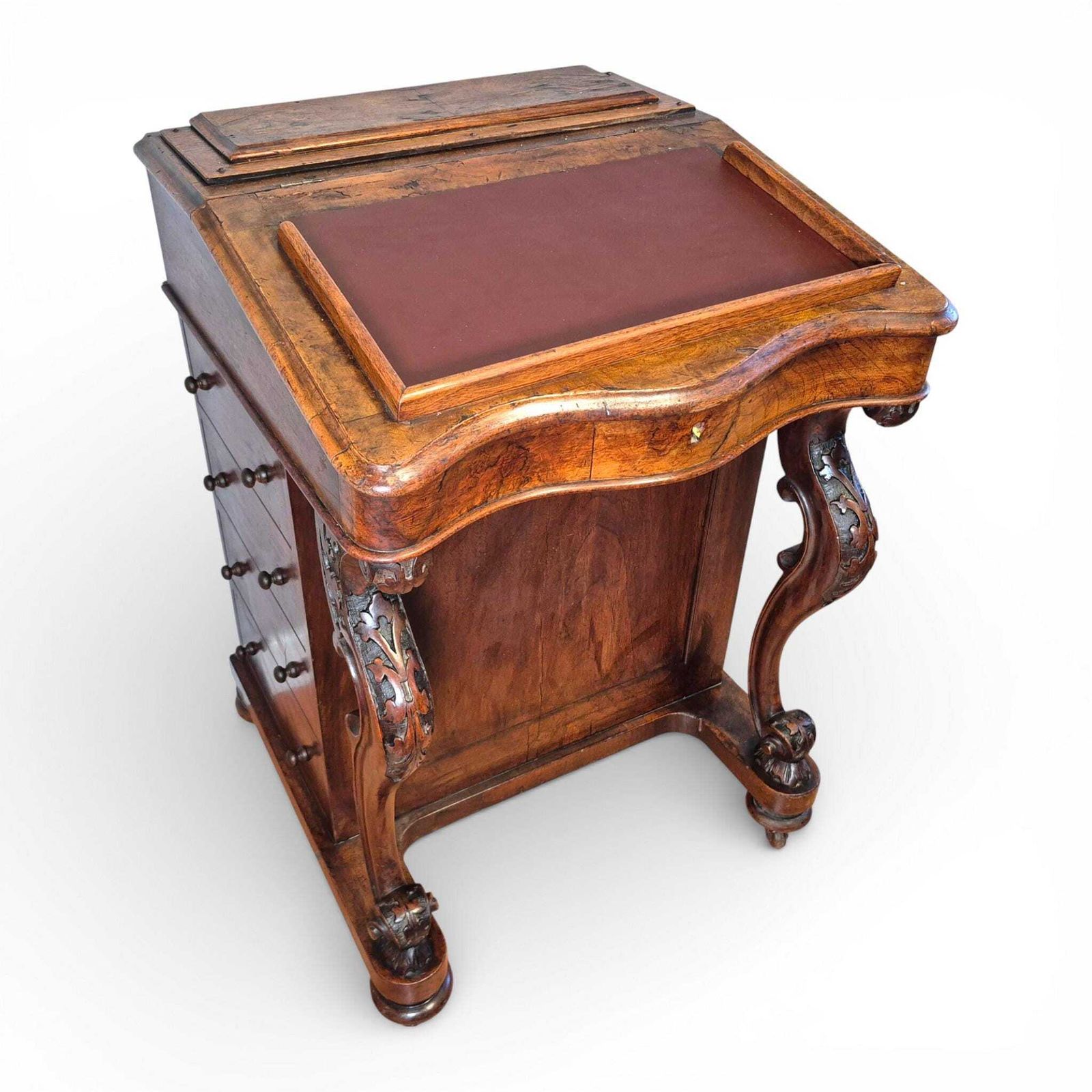 photo vinterior Antique Victorian Walnut Davenport Writing Desk | 19th Century Sloping Bureau