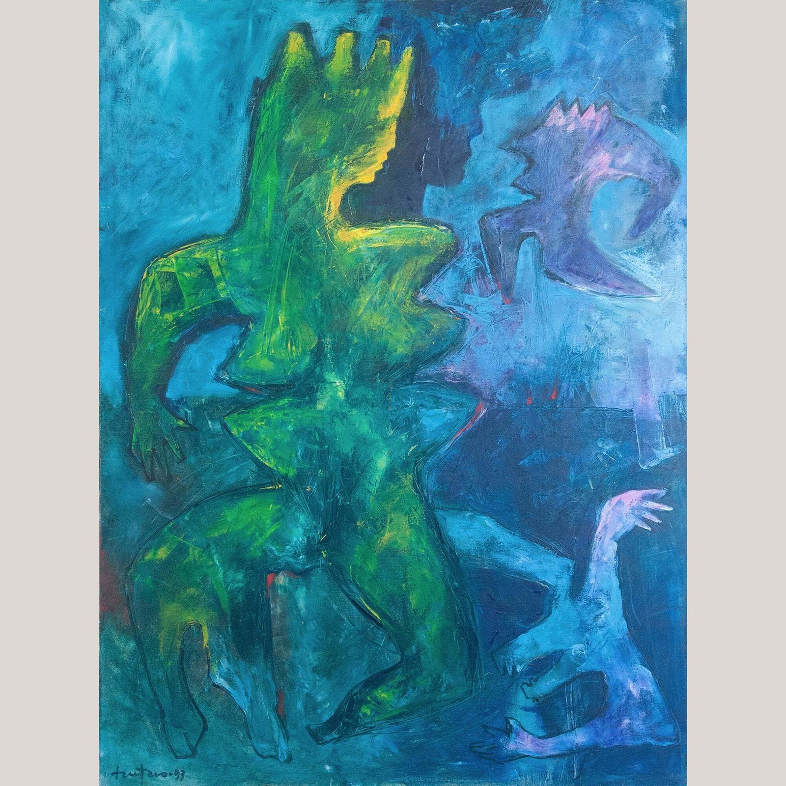 Abstracte Figuratieve Compositie – Volgeling Van De Cobra Groep – Gesigneerd En Gedateerd