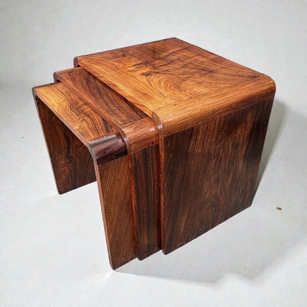 Art Deco Nest Of Three Tables In Indian Rosewood photo Furniture