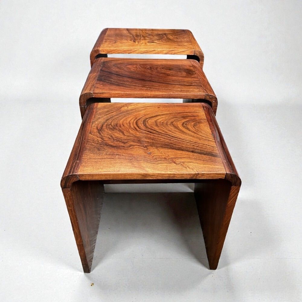photo for sale Art Deco Nest Of Three Tables In Indian Rosewood