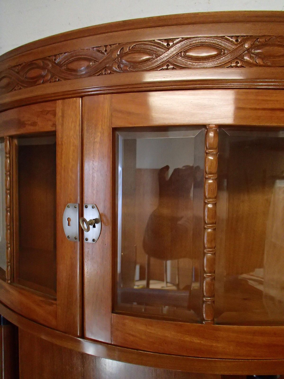 Exquisite Art Nouveau Credenza With Inlays And Surrounding Display Case photo Furniture