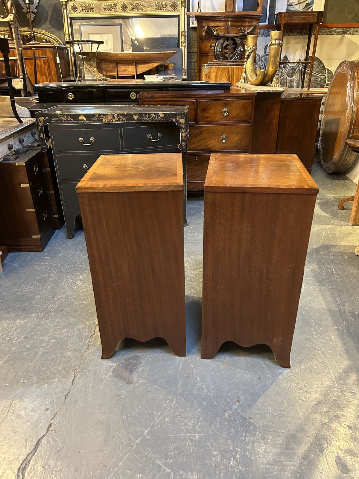 Pair Georgian Revival Bedside Chest Of Drawers photo vintage