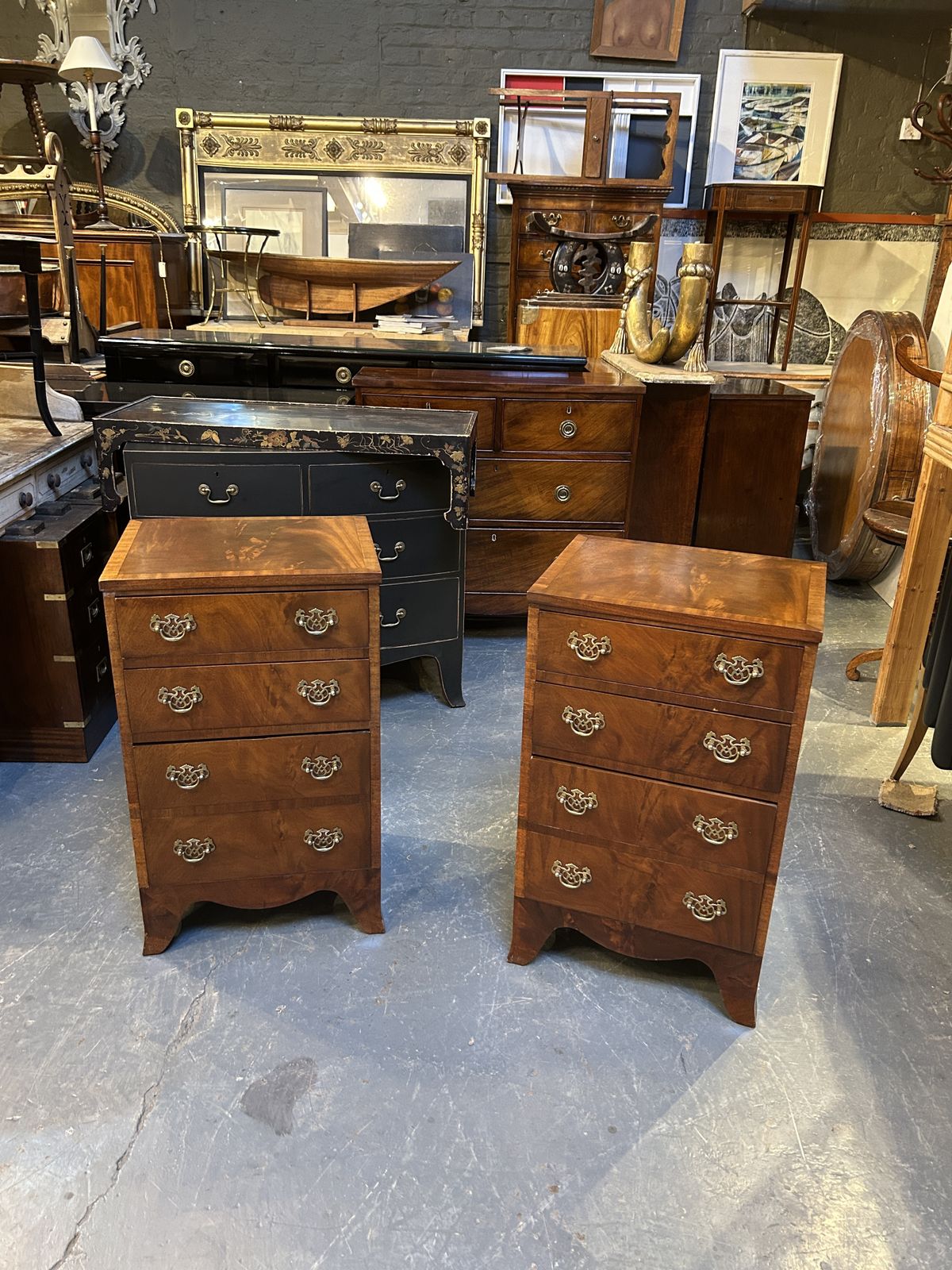 photo furniture Pair Georgian Revival Bedside Chest Of Drawers