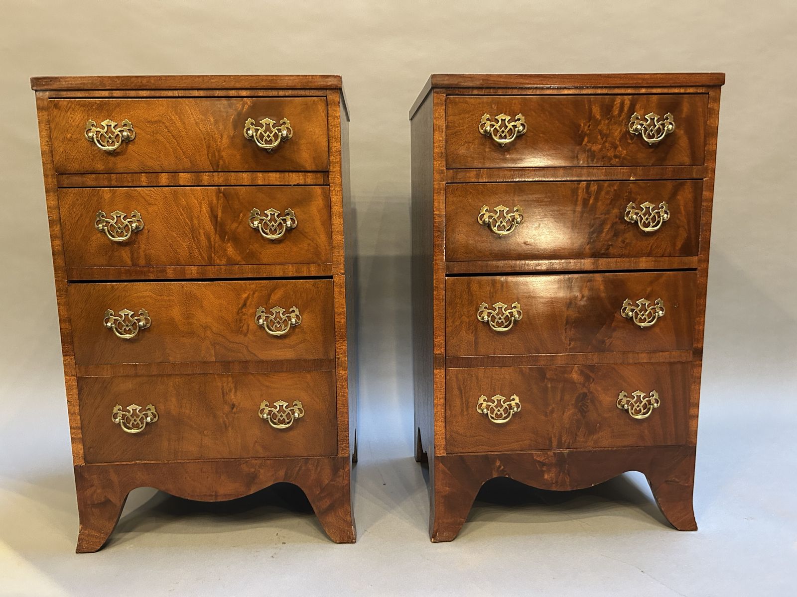 Furniture Pair Georgian Revival Bedside Chest Of Drawers photo