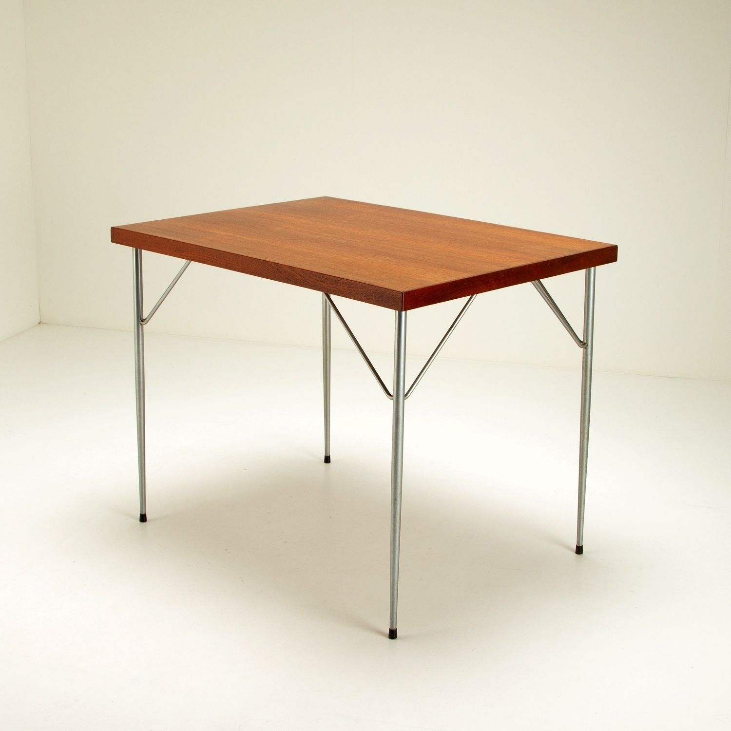 Teak And Chrome Desk After Arne Jacobsen, Denmark, 1950s photo vinterior