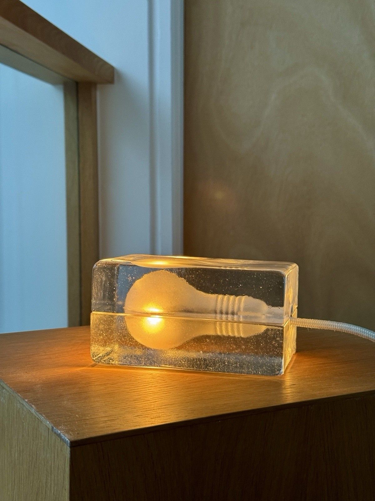 photo for sale Genuine Design House Stockholm Block Lamp With White Cord Harri Koskinen Moma